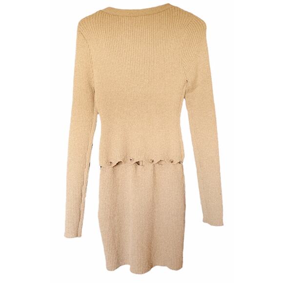 Novan Birdie Dress Oat Knit Mini Long Sleeve Dress NWT Size Large - Picture 2 of 6